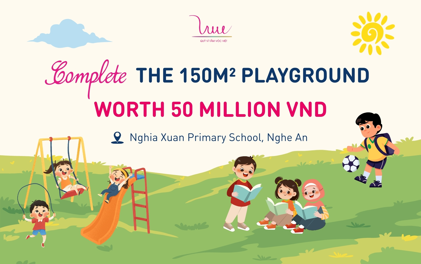 Completion of a 150m² playground worth 50 million VND for students at Nghia Xuan Primary School, Nghe An